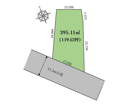 ◇区画図：土地面積395.11㎡ 陽当たり良好整形地です！ 船橋日大前徒歩16分、坪井幼稚園5分、坪井小学校13分、坪井中学校17分